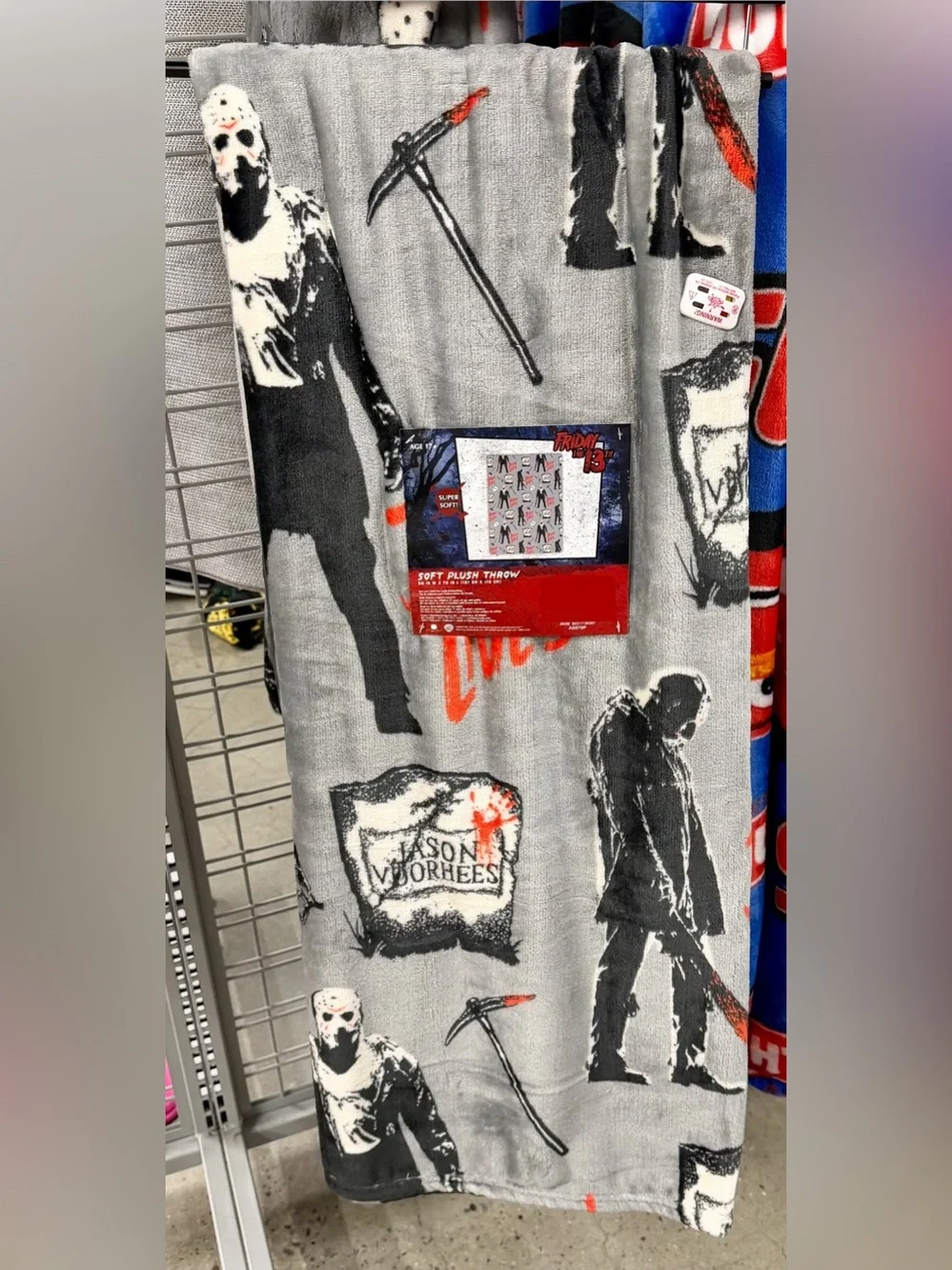 friday the 13th halloween print plush blanket throw